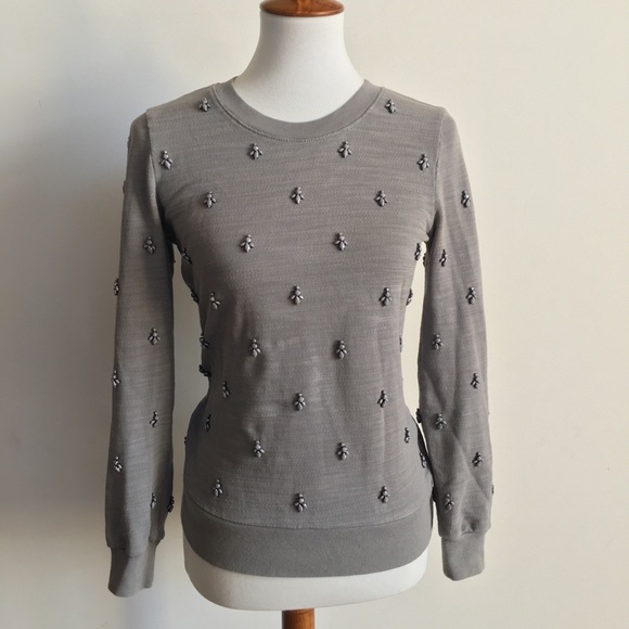 Jcrew Painted Jewel Sweatshirt Grey 